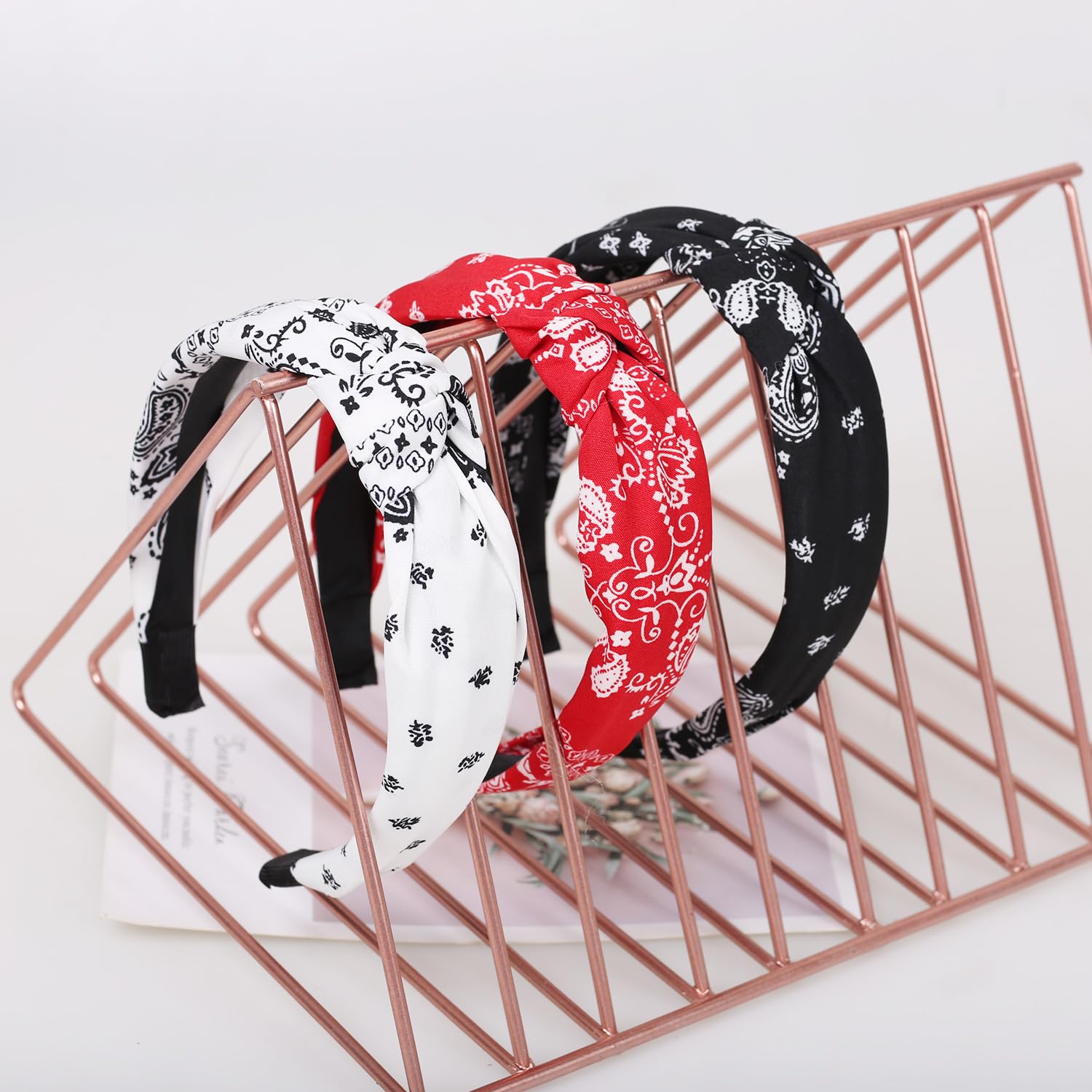 3-pak opasek na głowę bandana - wiązana opaska na głowę dla kobiet i dziewcząt - 3 sztuki, jeden rozmiar, krawaty