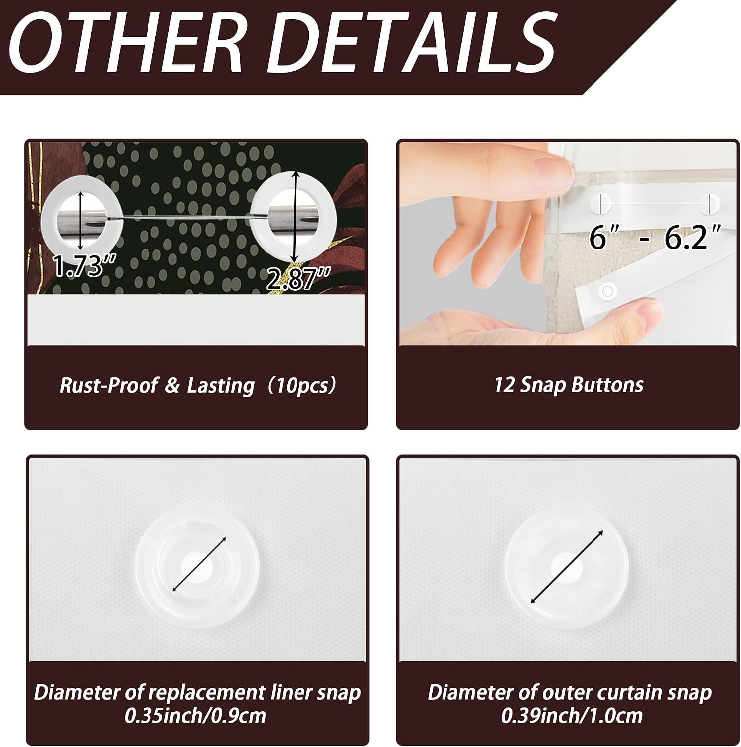 Black and Dark Red Hookless Shower Curtain with Snap in Liner, Burgundy Leaf No Hook Double Layer Shower Curtain and Liner Set, Ringless with Window Waterproof Cloth Fabric, 71" W x 74" L