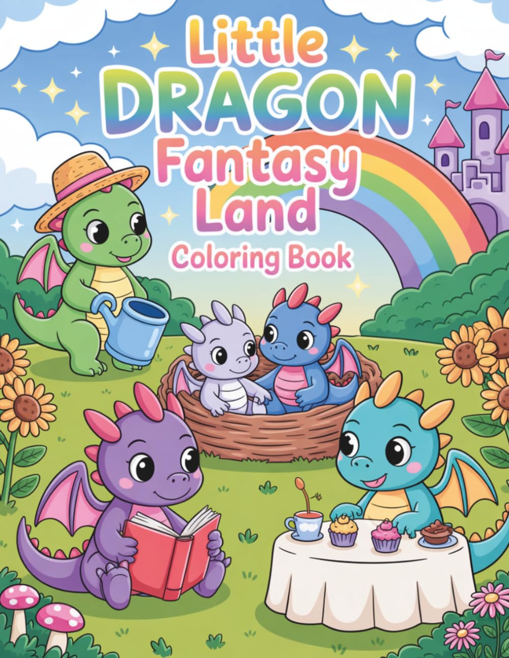 Little Dragon Fantasy Land Coloring Book: Cute Little Dragons in a Magical Fantasy World Fun, Imaginative Coloring Pages for Creativity, Relaxation and Adventure