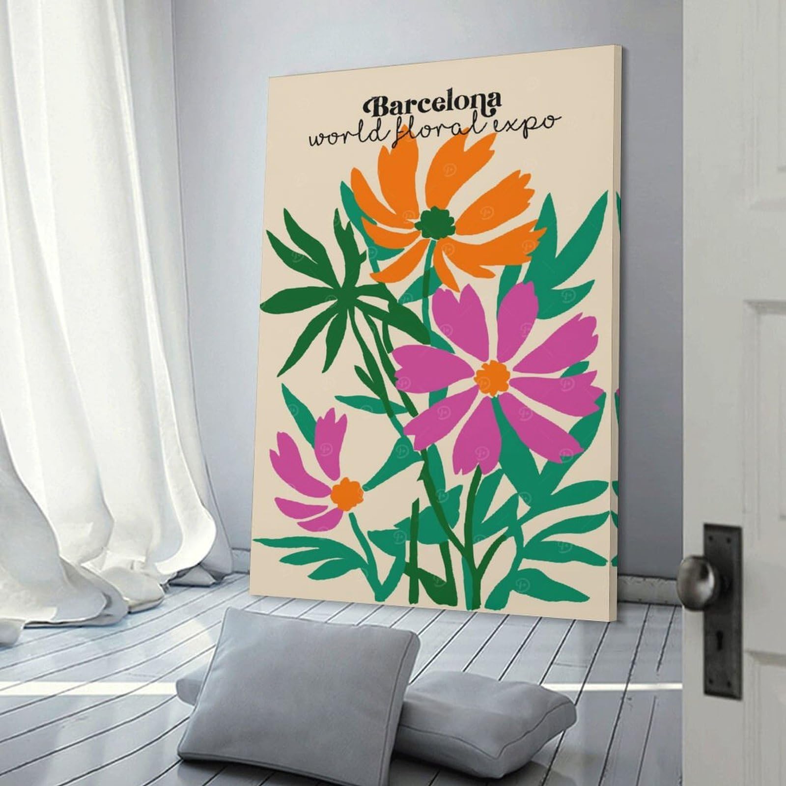 Junmoney Barcelona Floral Expo Canvas Art Print, 20x30inch(50x75cm), for Home Walls, Creative Rooms Or Shared Spaces, Decorative Artwork with Broad Appeal