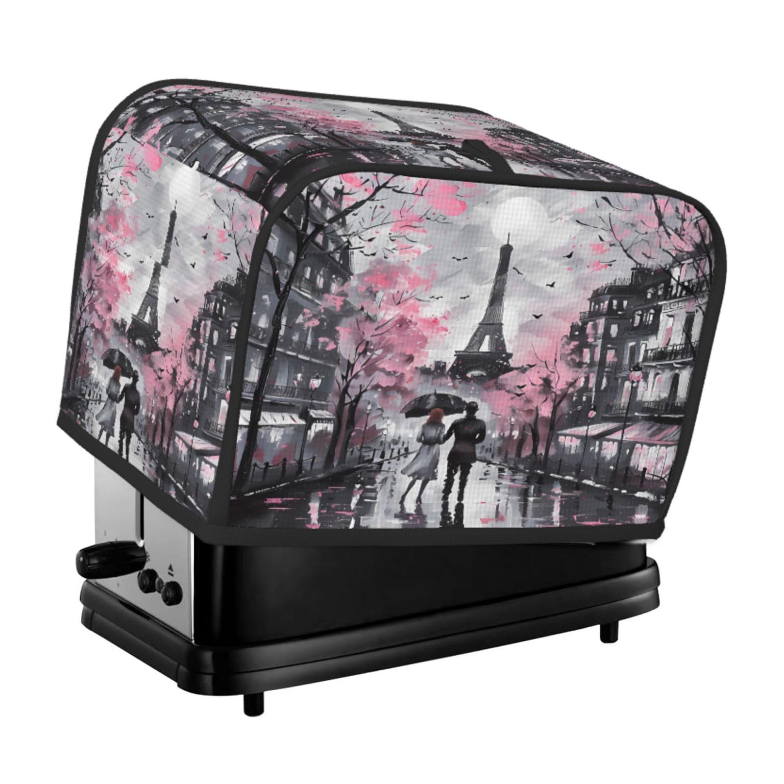 Retro Eiffel Tower Toaster Cover - Fits 2-Slice Toaster, Dustproof, Polyester, 11.4x7.9x7.5"