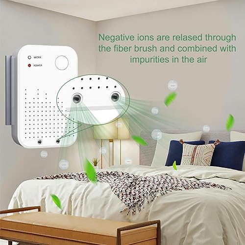 Miniatura 3 de KLVEU 2 purificadores de aire enchufables, ionizador de aire para el hogar, generador de iones negativos, filtro de aire portátil para olor, humo,