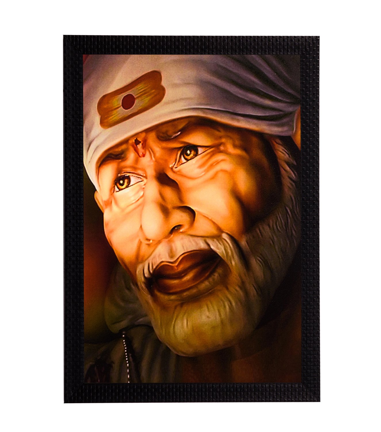 Sai Baba Satin Matt Texture Framed Synthetic Wood UV Art Painting (28 cm x 1.3 cm x 35.6 cm)
