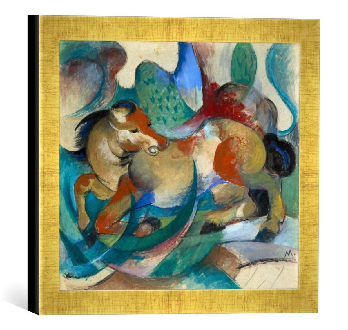 Œuvre Franz Marc Le Cheval au Printemps, cadre doré inspirant