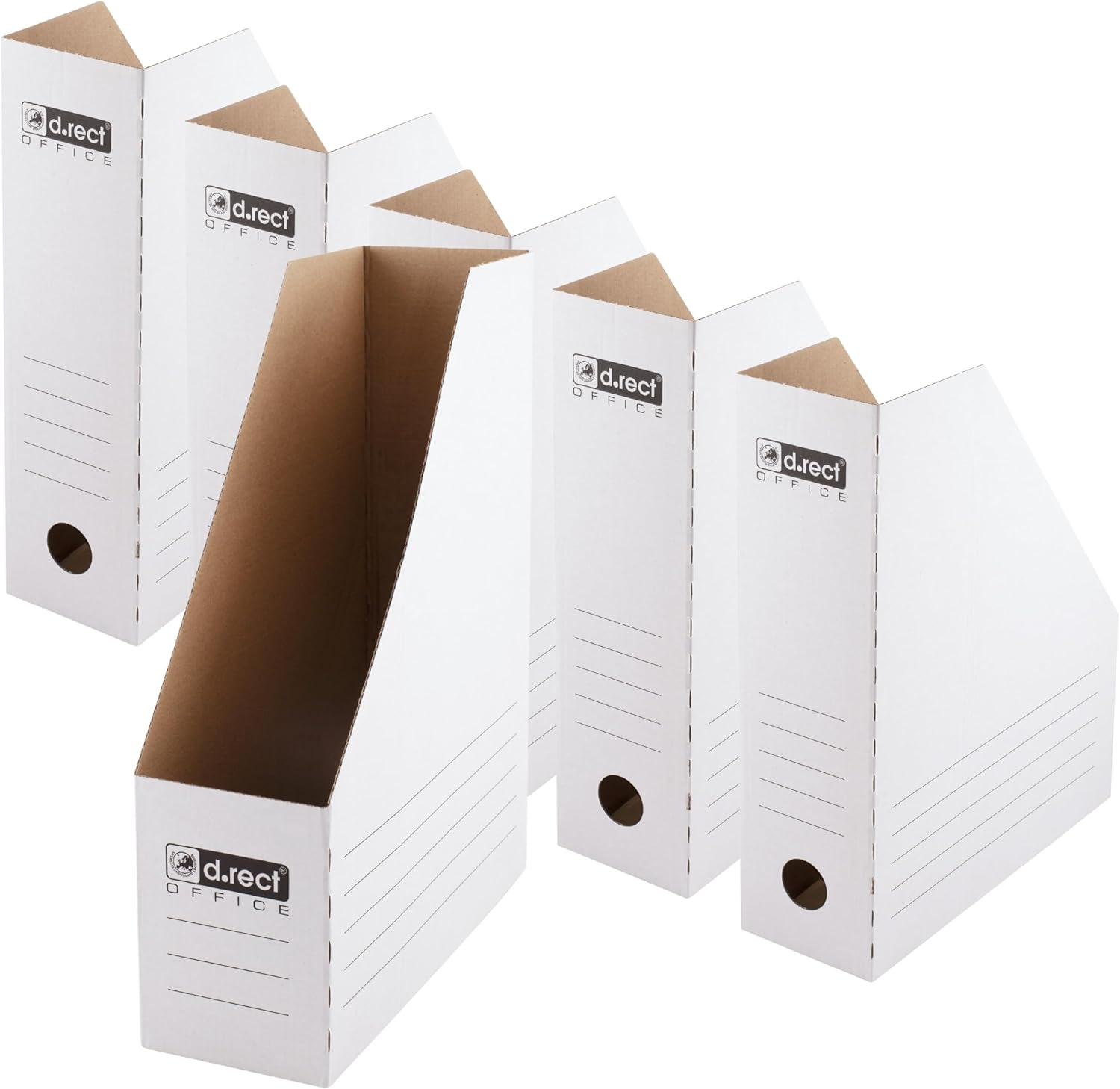 D.RECT Magazine File A4 Cardboard 100 mm - Pack of 6 | Robust Folding Magazine File for Magazines, Catalogues & Documents | Practical Archive Organiser