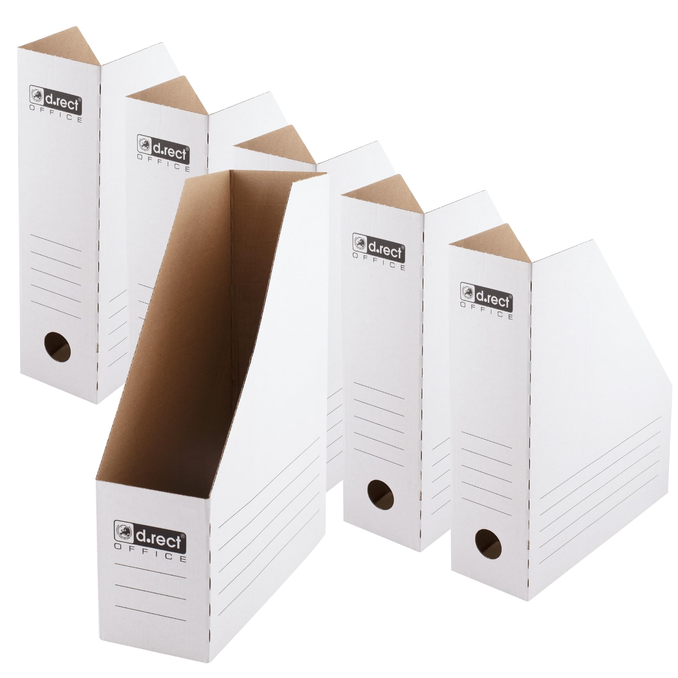 D.RECT A4 Magazine File Holder 100 mm – Pack of 6 Foldable Cardboard File Organizers for Documents, Magazines & Catalogs – Sturdy Desk & Shelf Storage Box