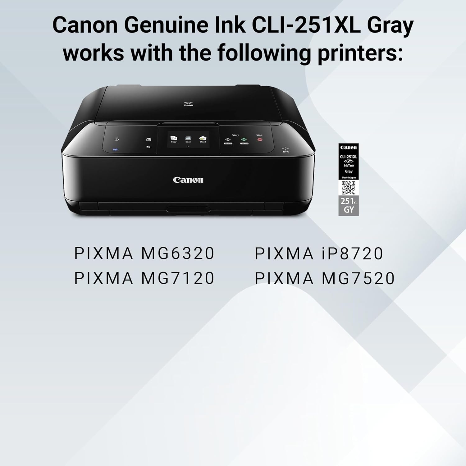 Canon CLI-251XL Genuine Gray Ink Tank, Compatible with MG6320, MG7120, iP8720, and MG7520 Printers