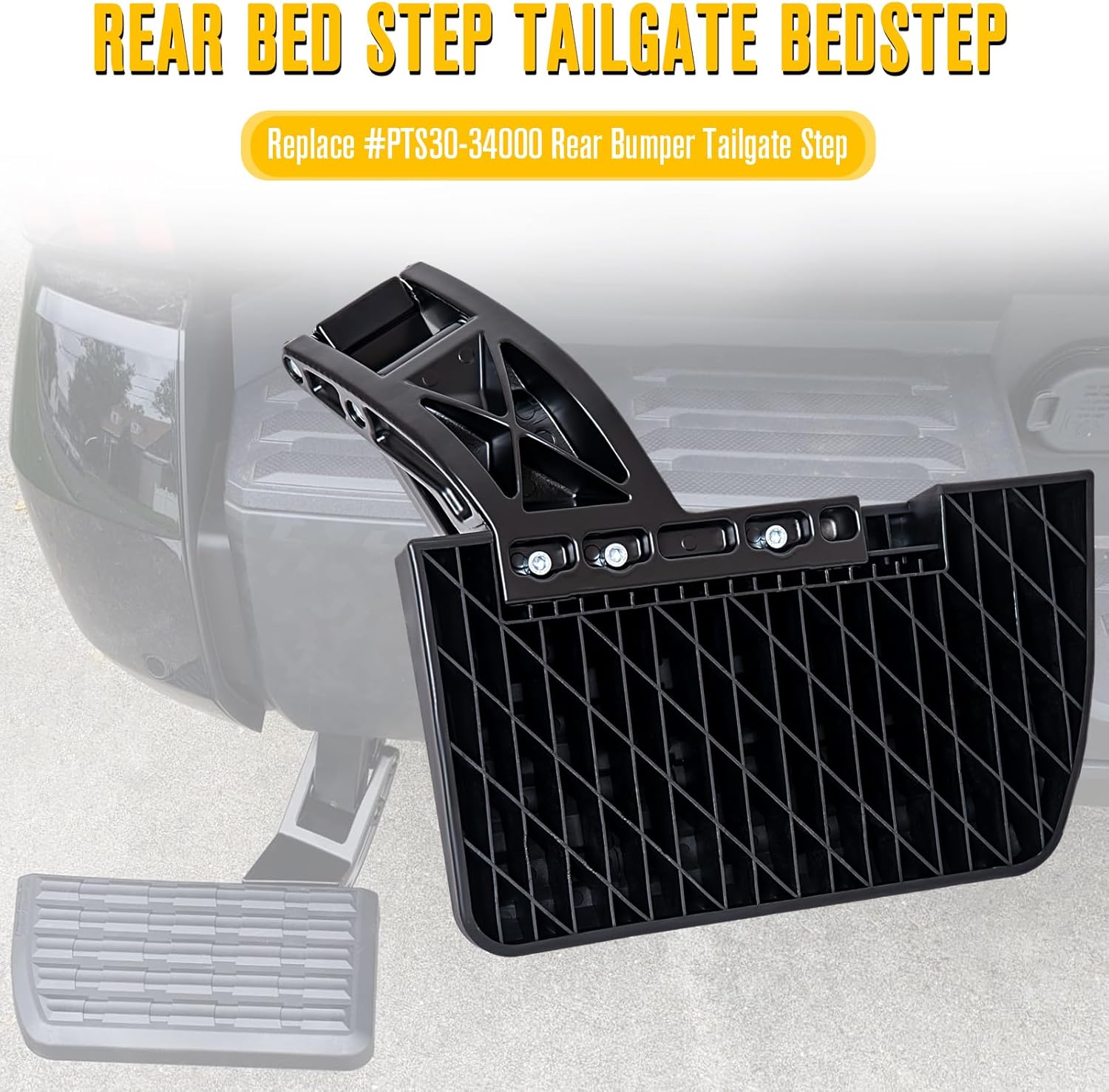 Rear Bed Step Tailgate Bedstep Fit for Toyota Tundra 2022 2023 2024 Retractable Bed Step, Folding Truck Step Replace #PTS30-34000 Rear Bumper Tailgate Step