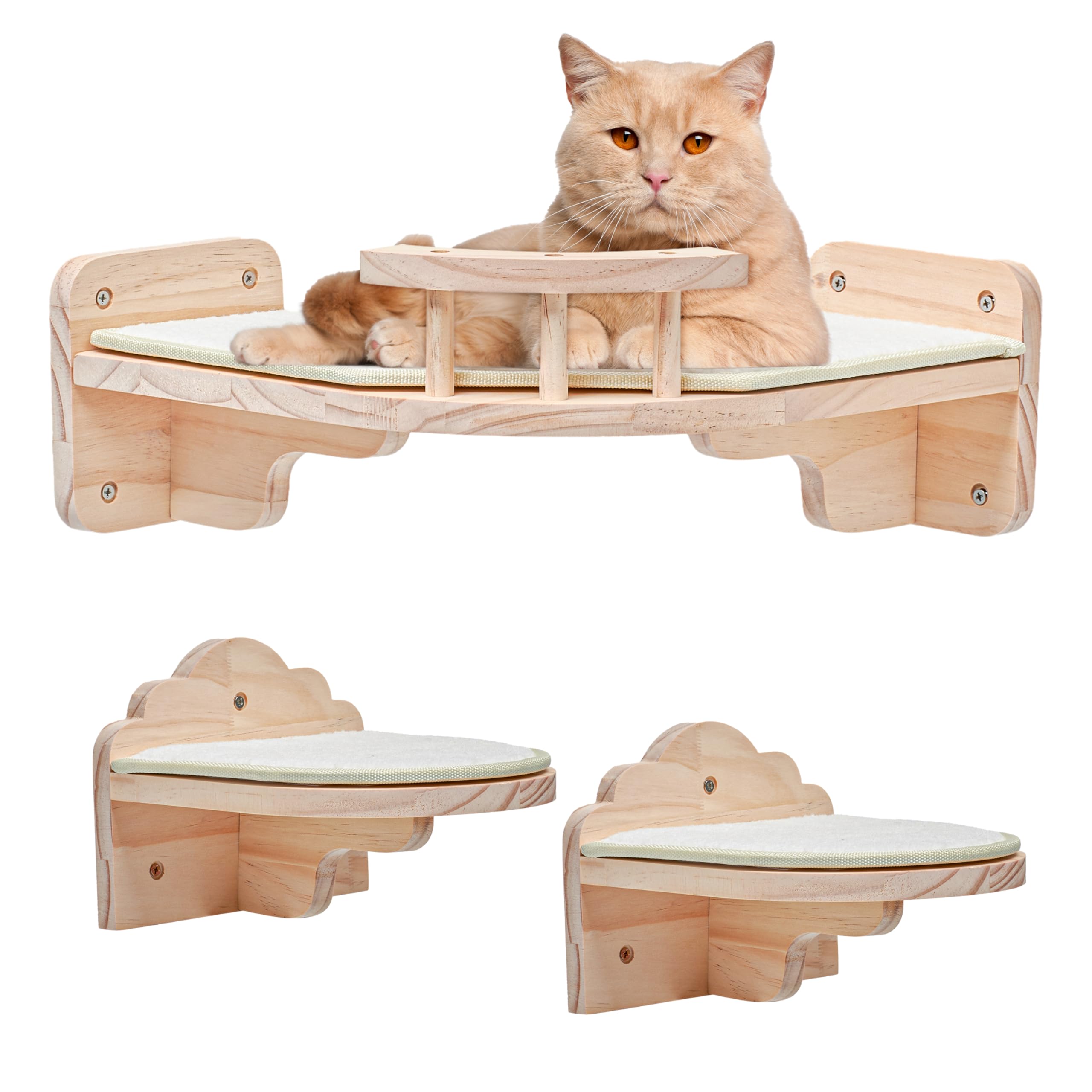 Pfotenolymp Kuschelige Katzenhöhle zur Wandmontage - Braun, Holz, Ruhe- und Kratzplatz für Katzen, Montage an der Wand für Spiel und Erholung Hygienisch & Pflegeleicht Umweltfreundlich - 32 x 9 cm