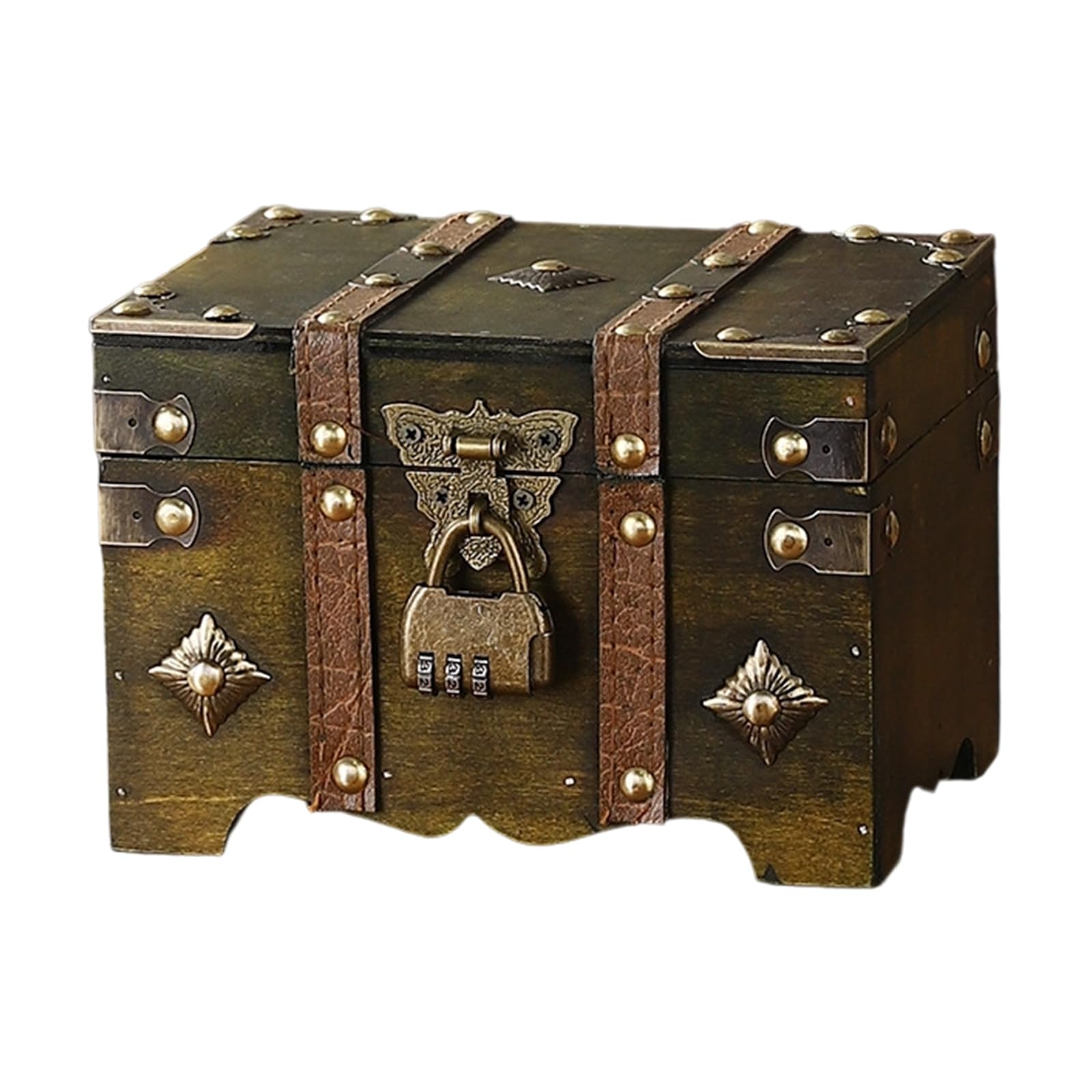 Xjdzineq Fashionable European Handheld Sturdy Wood Suitcases Portable Storage Trunk Accessory for Trip and Home Organization Travel Storage Box