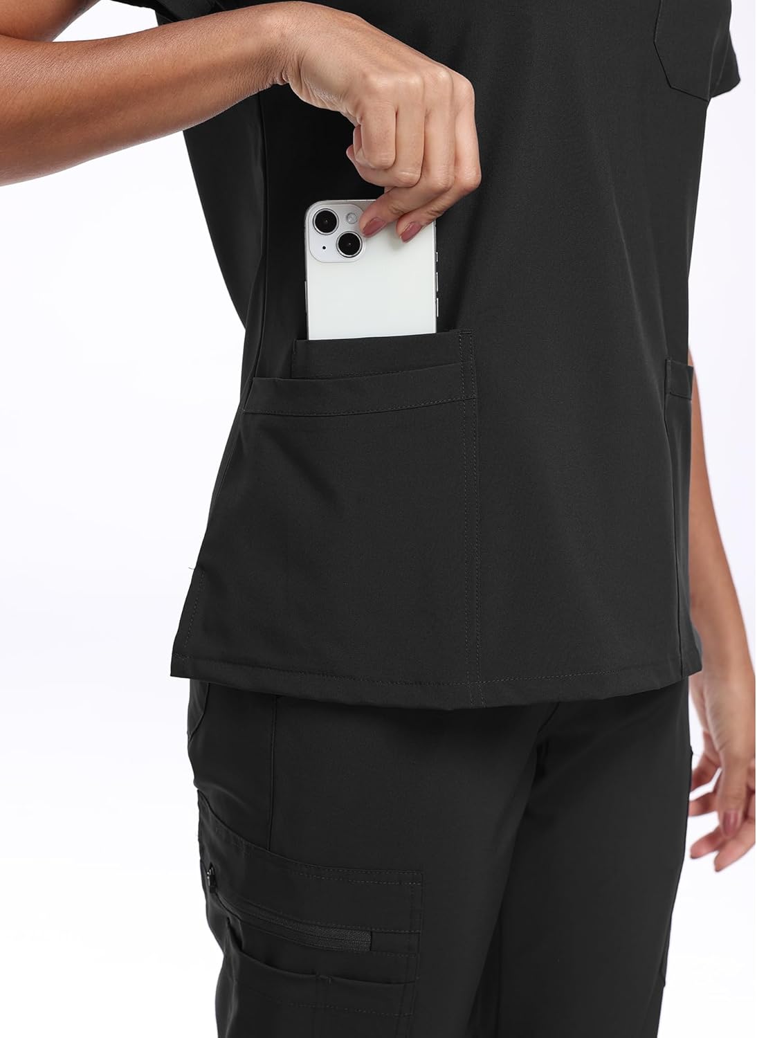 JGVIC Scrubs For Women Set -V-Neck Scrub TOP Contrast Pocket & Jogger Pants With 11 Pockets - Image 4