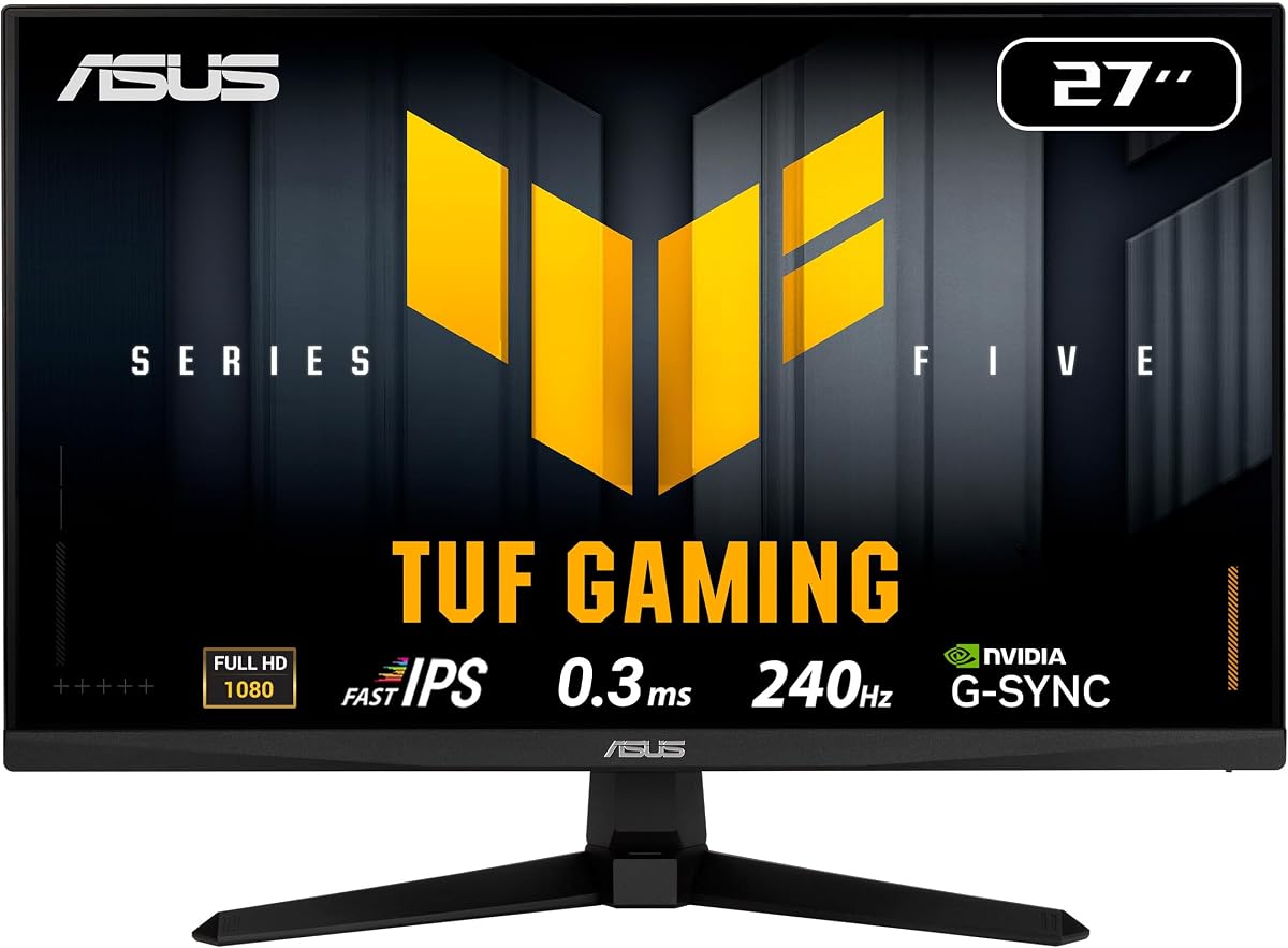 Monitor TUF Gaming 27”1080P (VG279QM5A) – Full HD (1920 x 1080), 240 Hz, 0,3 ms, IPS rápido, compatible con G-SYNC, sincronización de desenfoque de movimiento extremadamente bajo, 99 % sRGB, DisplayWidget, IA para juegos, 3 años de garantía