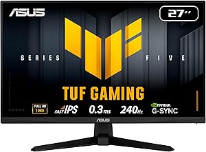ASUS TUF VG279QM5A Gaming Monitor – 27″, Full HD, Fast-IPS, 240Hz, 0.3ms, G-Sync, FreeSync Premium, ELMB Sync, 99% sRGB, D…