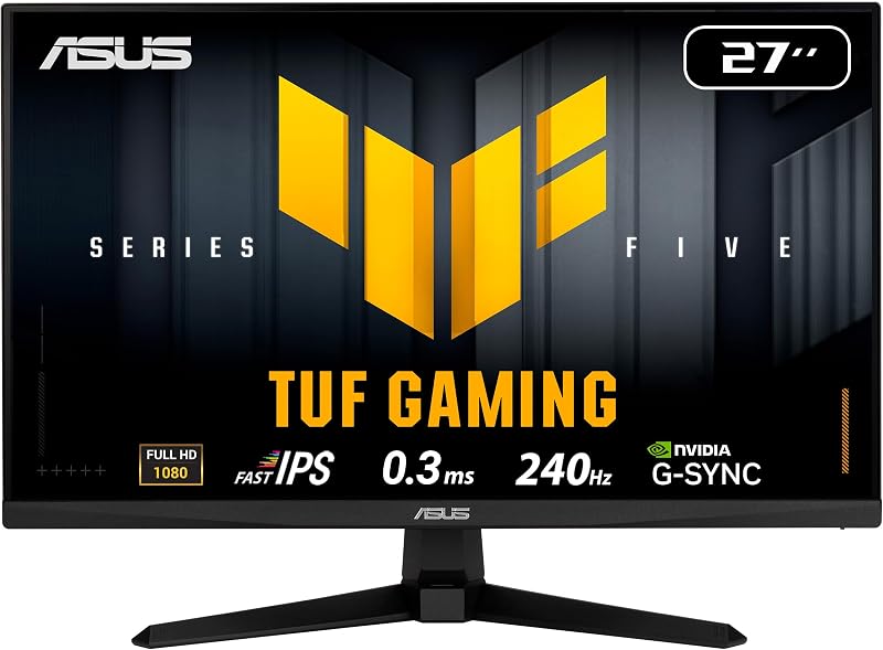 ASUS TUF Gaming Series 5, VG279QM5A Gaming Monitor, 27 inch Full HD Fast IPS panel, 240Hz, 0.3ms , G SYNC compatible, AMD FreeSync Premium, ELMB SYNC, 99% sRGB, DisplayWidget Center, Gaming AI