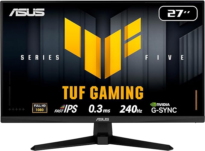 ASUS Moniteur Gaming TUF VG279QM5A – 27", Full HD, Fast-IPS, 240Hz, 0,3ms, G-Sync, FreeSync Premium, ELMB Sync, 99% sRGB, DisplayWidget Center, Gaming AI