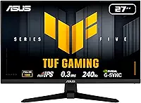 ASUS Monitor de jogos TUF - VG27AQM5A 68.6 cm FHD (1920x1080) Fast IPS 240Hz 0.3ms ELMB Sync, G-SYNC & FreeSync Premium, 99% sRGB, alto-falantes, DisplayWidget Center, IA para jogos, garantia 3Y