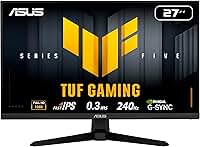 ASUS Monitor de jogos TUF - VG27AQM5A 68.6 cm FHD (1920x1080) Fast IPS 240Hz 0.3ms ELMB Sync, G-SYNC & FreeSync Premium, 99% sRGB, alto-falantes, DisplayWidget Center, IA para jogos, garantia 3Y