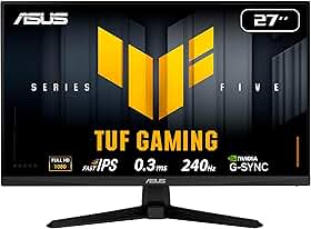 ASUS Monitor de jogos TUF - VG27AQM5A 68.6 cm FHD (1920x1080) Fast IPS 240Hz 0.3ms ELMB Sync, G-SYNC & FreeSync Premium, 99% sRGB, alto-falantes, DisplayWidget Center, IA para jogos, garantia 3Y