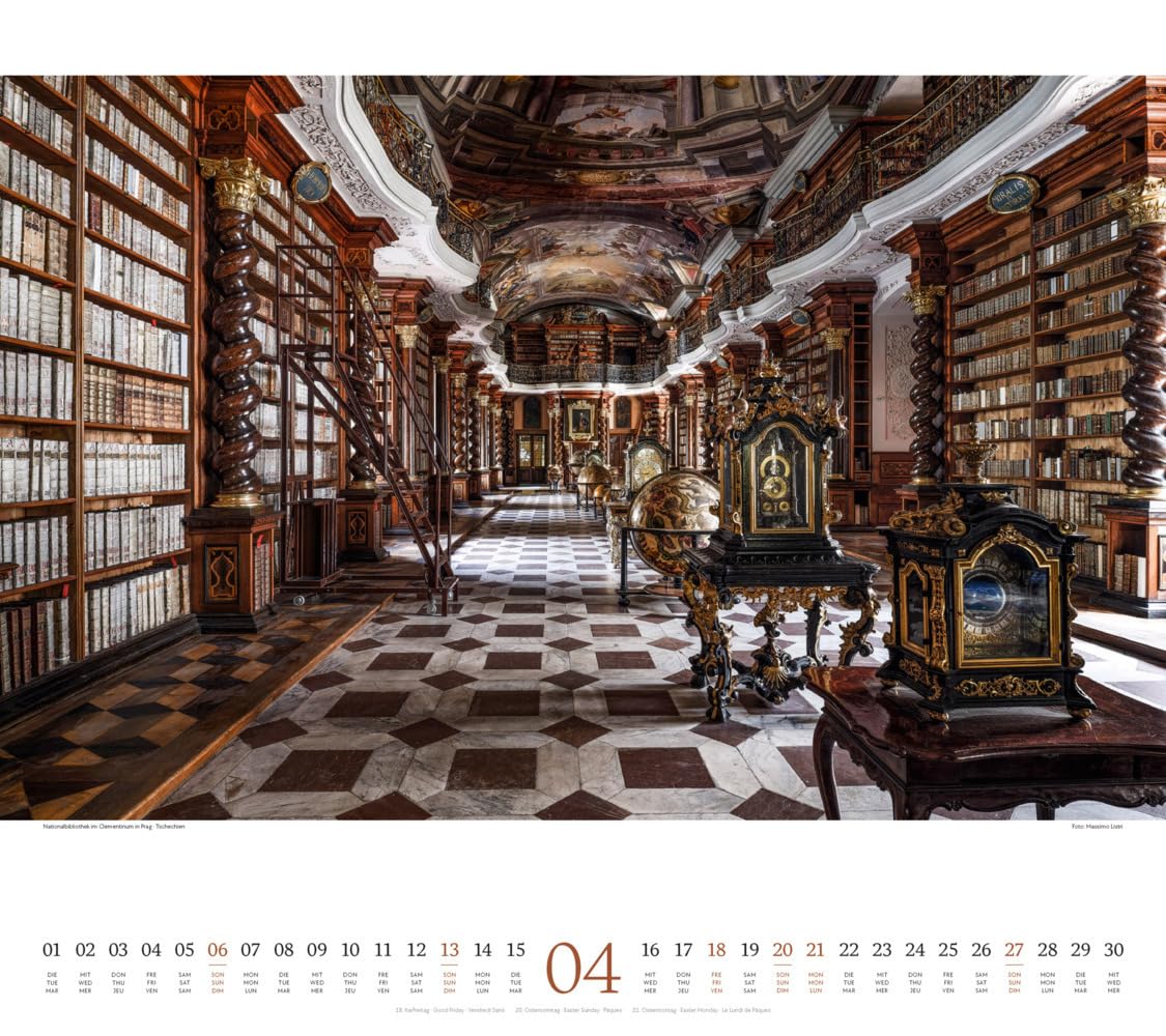 Welt der Bücher Kalender 2025, Wandkalender im Querformat (54x48 cm) - Mit den eindrucksvollsten Bibliotheken und Büchereien der Welt