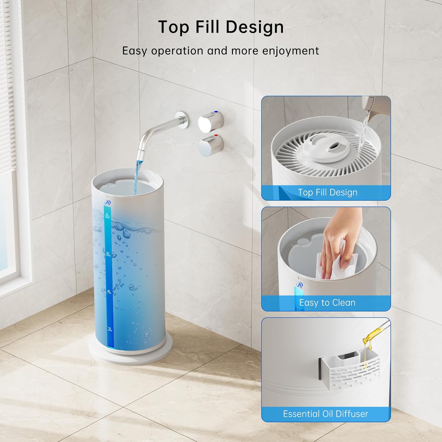 Hiswelle 8L Cool Mist Air Humidifier in a plant-filled room