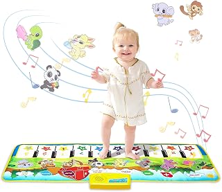 MSANMERSEN 39.5" Piano Mat for Toddlers - 8 Instrument Sounds Musical Floor Keyboard Touch Play Mat for 1-3 Year Olds