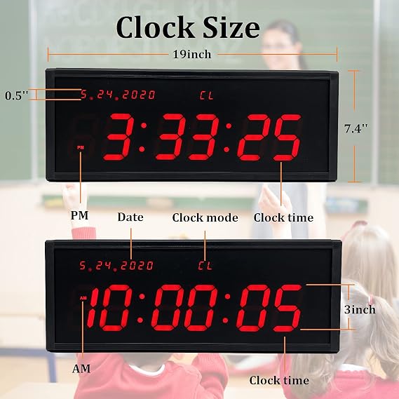 Gym Timer with Remote Digital Wall Calendar Interval Timer for Workout