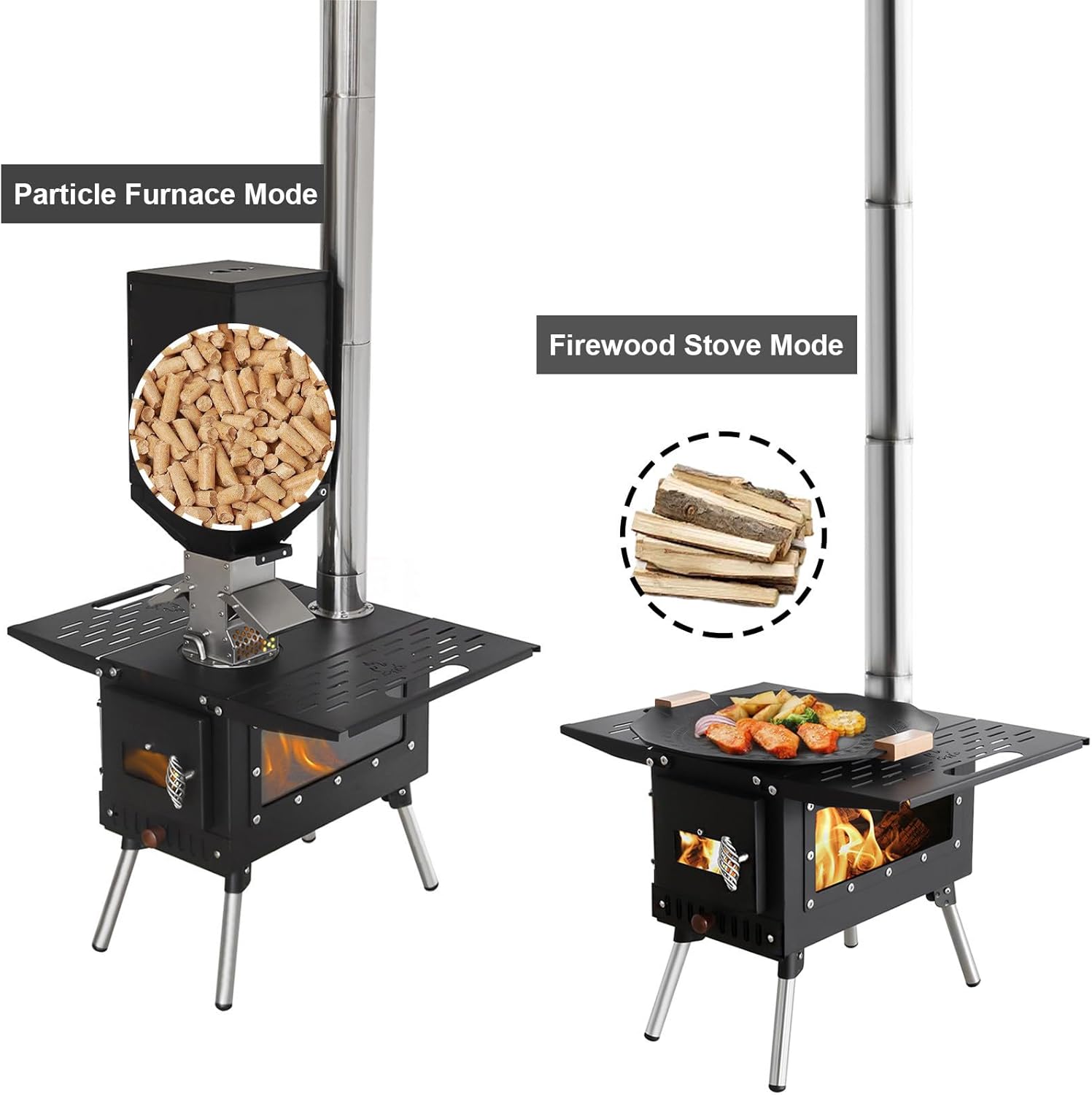 Outdoor Tent Stove Portable Camping Stove With Chimney Pipe for Outdoor Cooking Camping BBQ Accessories Black