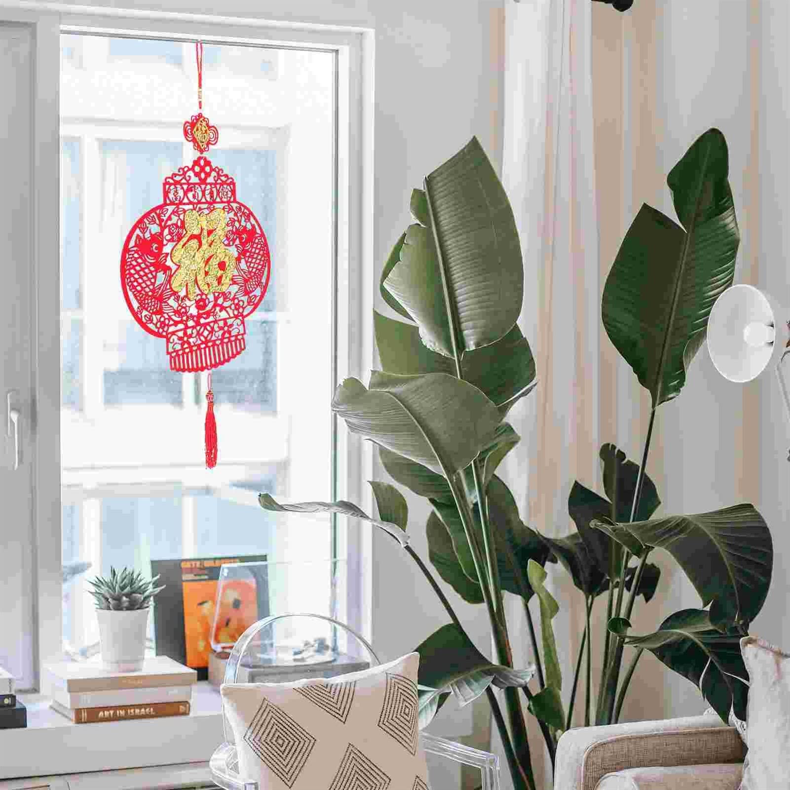Nodo cinese, pendenti dell'anno lunare, 2 pezzi di ciondolo Fu di Capodanno, ciondolo in tessuto non tessuto, decorazioni adorabili for il nuovo anno, nappe con nodi cinesi
