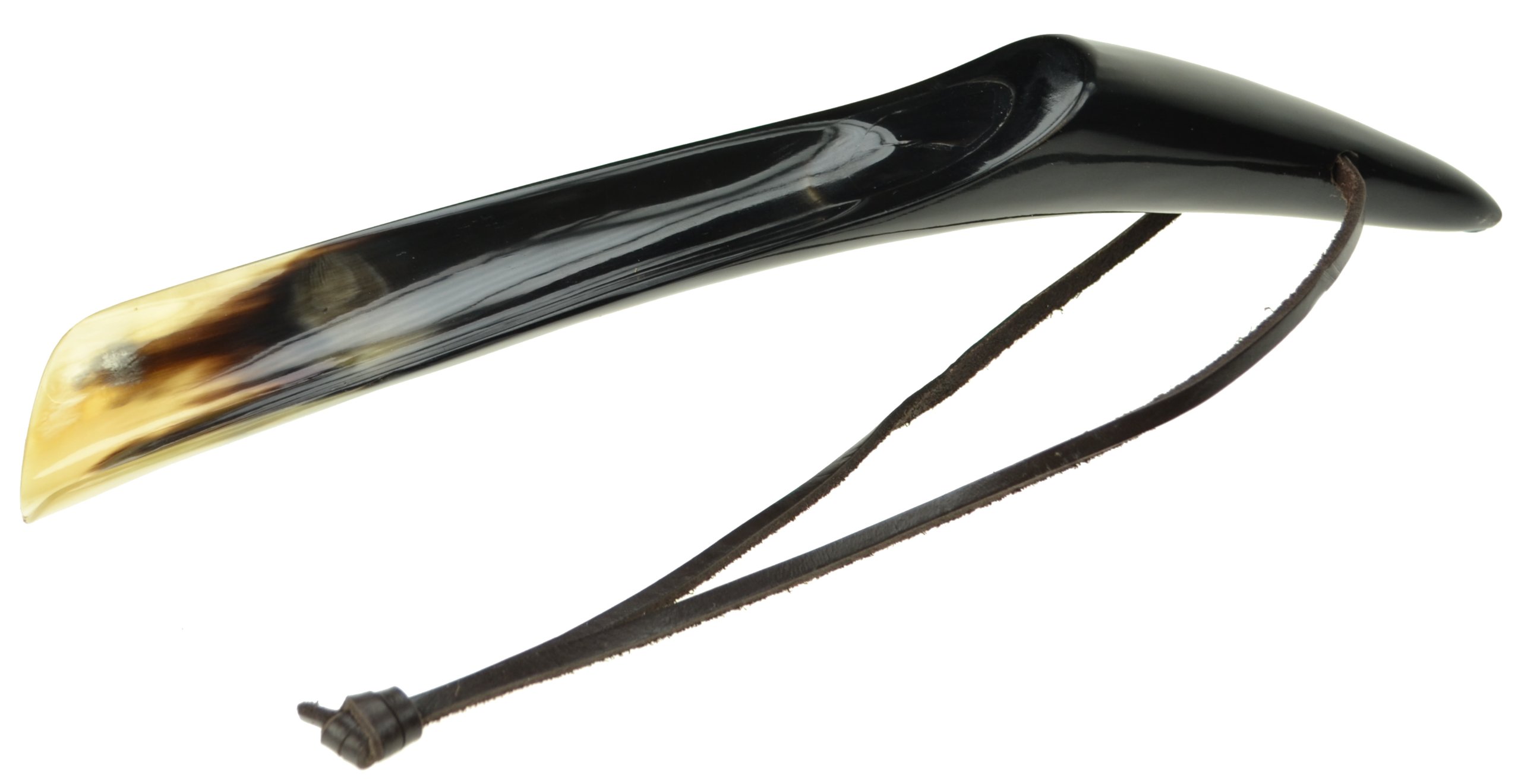 Chausse-Pied En Corne Véritable Dasco - Longueur 18cm - Plat Avec Cuir - Couleurs Variables