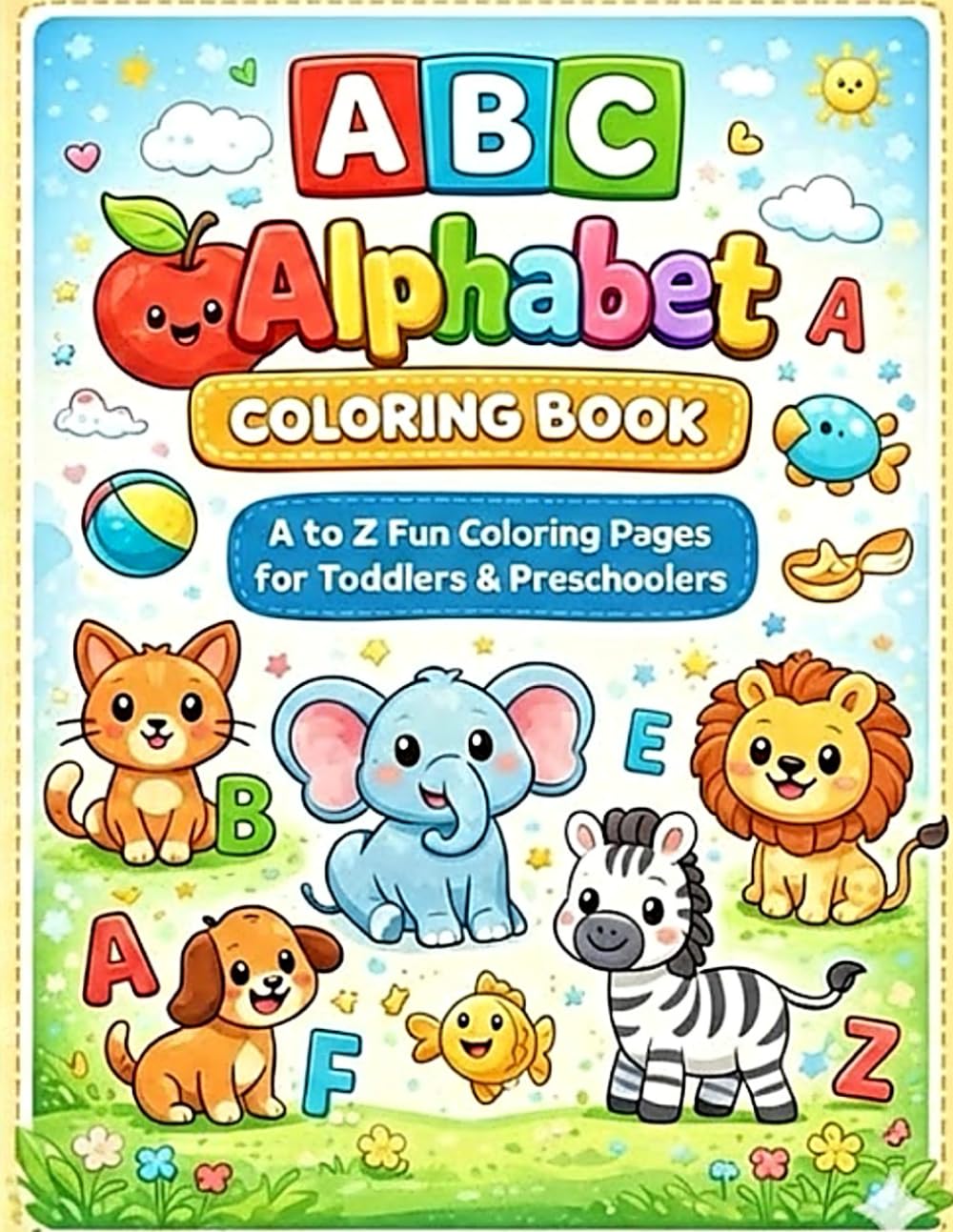 ABC Coloring Book for Toddlers and Preschoolers Ages 2–5: Fun Alphabet Learning With Objects, Fruits, and Vehicles – Educational Activity Book for Early Learners