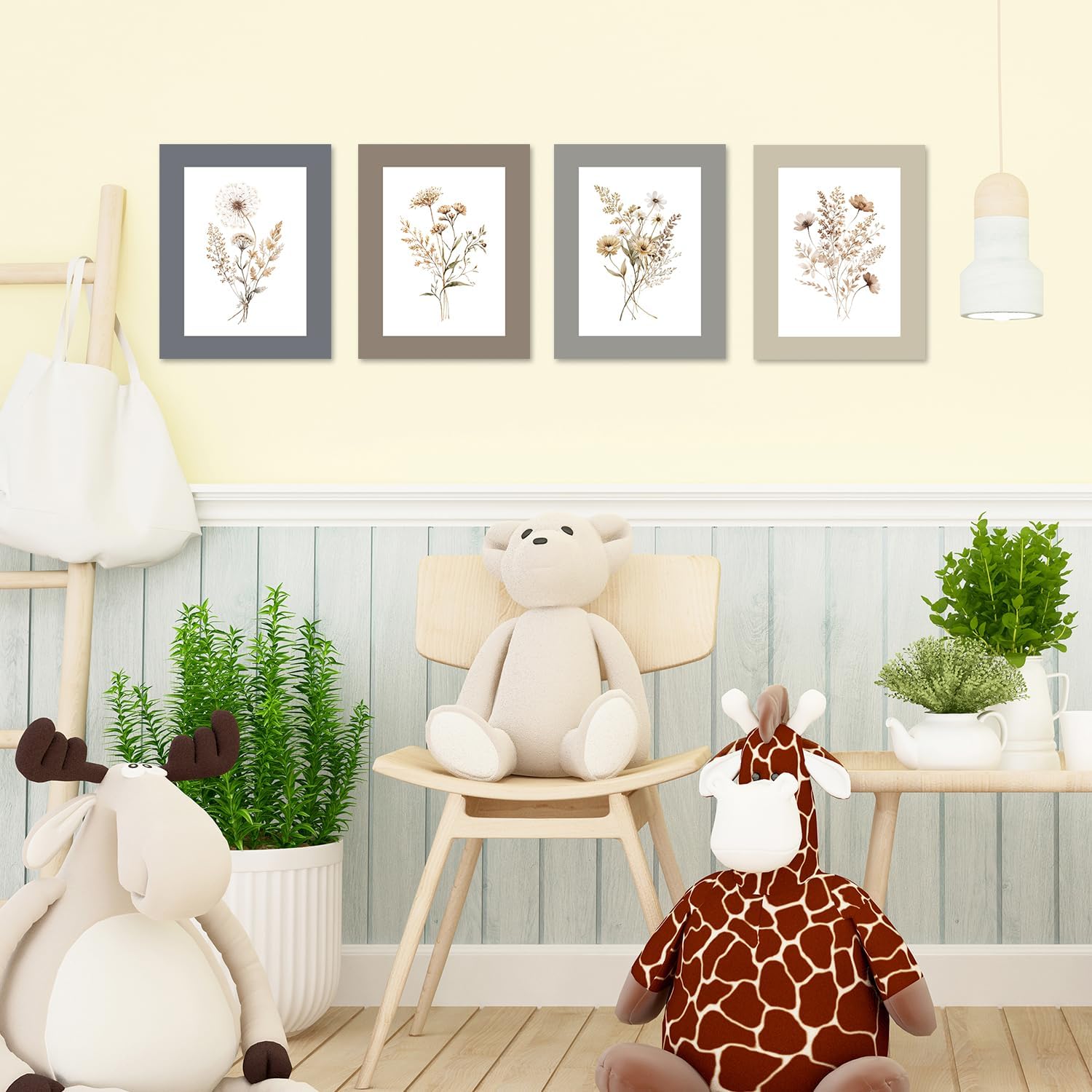 JINYO Vintage Boho Neutral Wildflower Wall Art Prints Set of 4, Floral Wall Decor, Cottagecore Botanical Floral Wall Decor Posters Pictures for Home Bedroom Living Room, 8x10 Unframed - Image 4