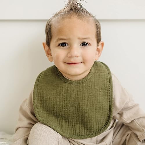 Miniatura 6 de Konssy Baberos de muselina para bebé, paquete de 8 unidades, bandana de algodón, unisex, para niños y niñas, juego de 8 colores sólidos para