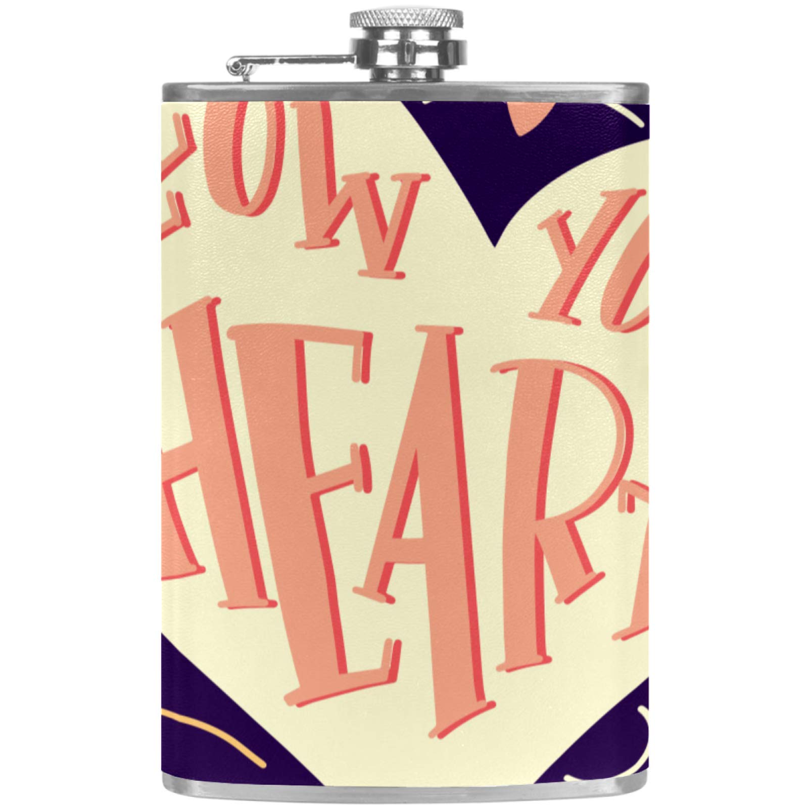 Flasque à whisky cadeau idéal pour fête et camping flacon en cuir avec motif cœur