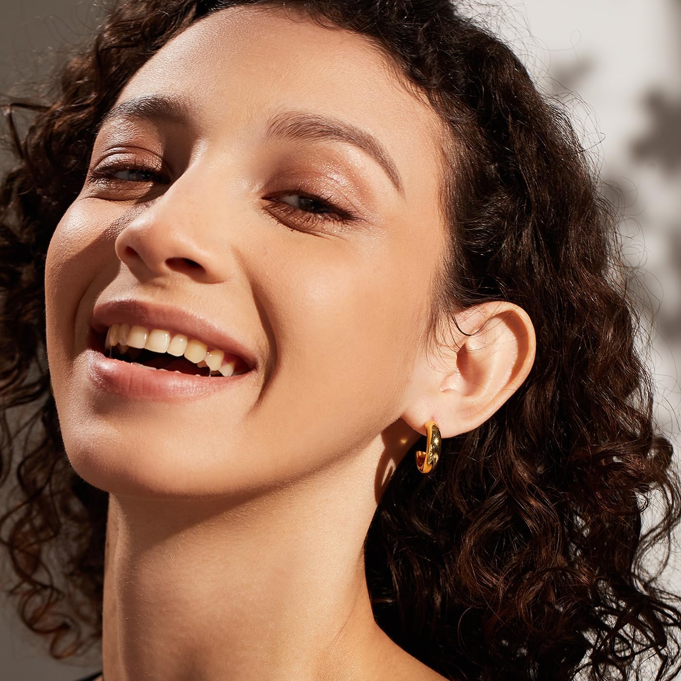 FRUMOS Gold Earrings for Women Girls,14K Gold Plated Hoop Earrings with 925 Sterling Silver Post Cubic Zirconia Stud Earring Huggie Hoops Earrings