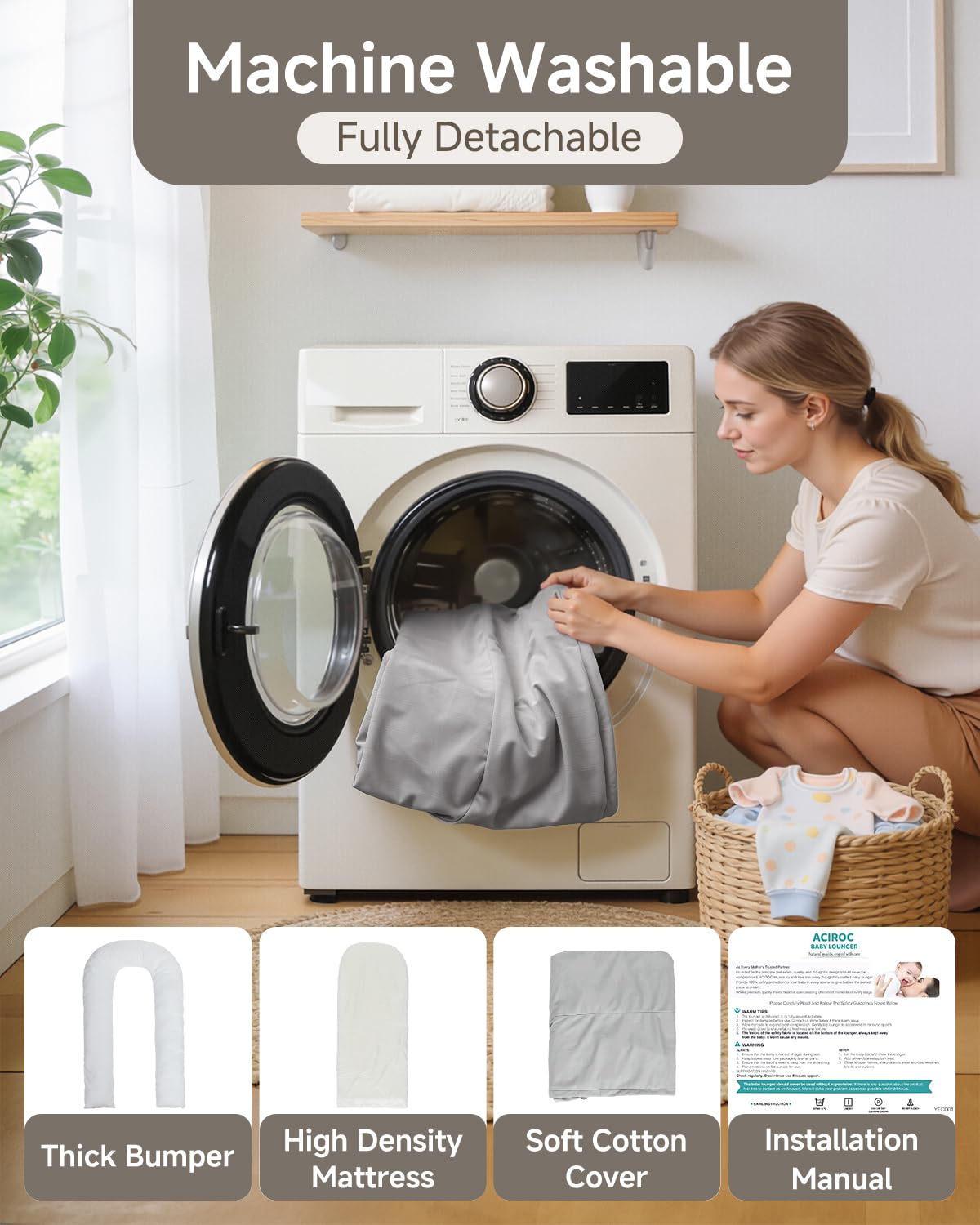 Baby Lounger Pillow, Adjustable Baby Lounger for Newborn 0-24 Months, Breathable & Soft Infant Lounger, Tummy Time Baby Lounger for Home and Travel, Baby Girls & Boys Babies Stuff, Grey - Image 6