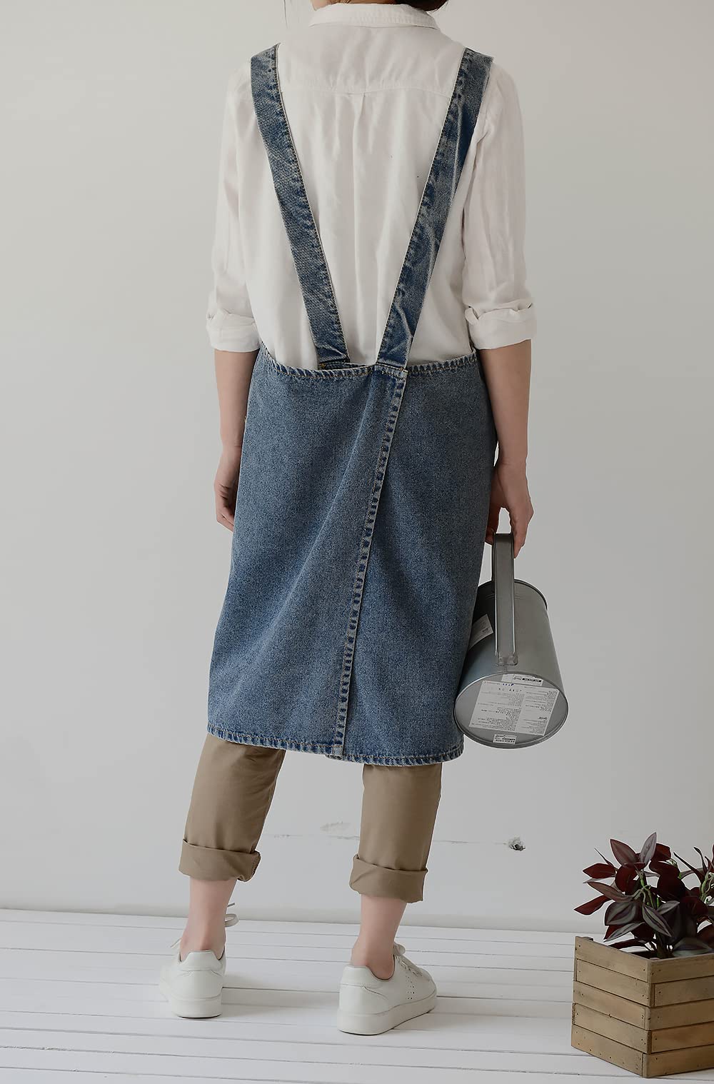 Delantal de mezclilla de algodón suave, delantal unisex ajustable con 5 bolsillos, perfecto para cocinas