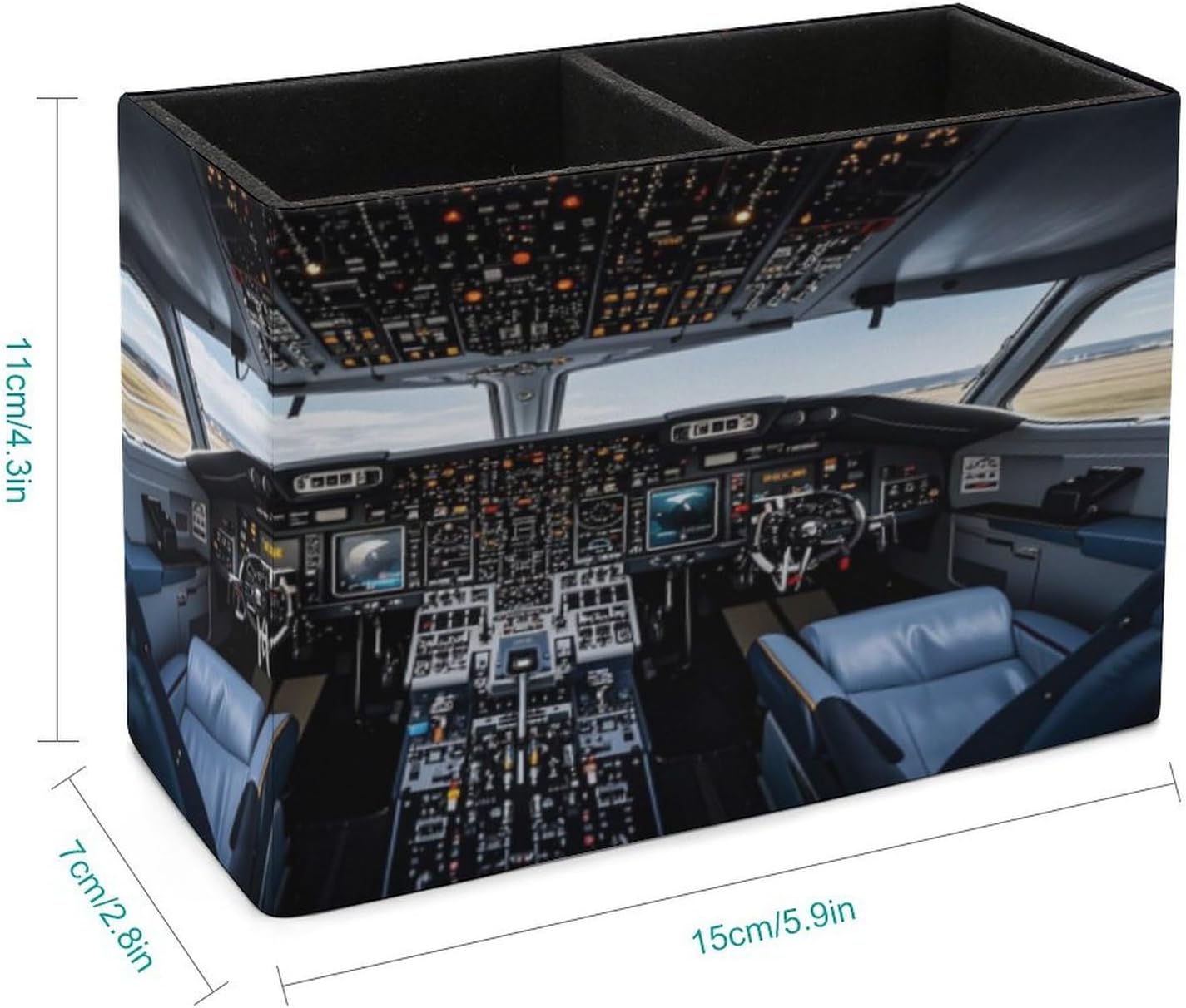 Rectangle Pen Holder Airplane Cockpit Desk Organizer Pencil Cup image 2
