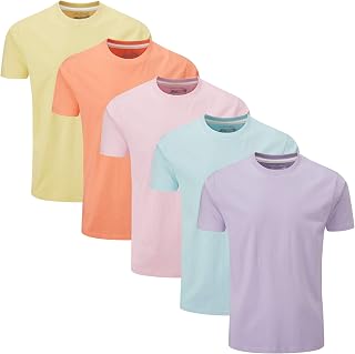 Charles Wilson Men's 5-Pack Crew Neck T-Shirts - 100% Cotton Midweight, Fitted European Cut, Ribbed Neck