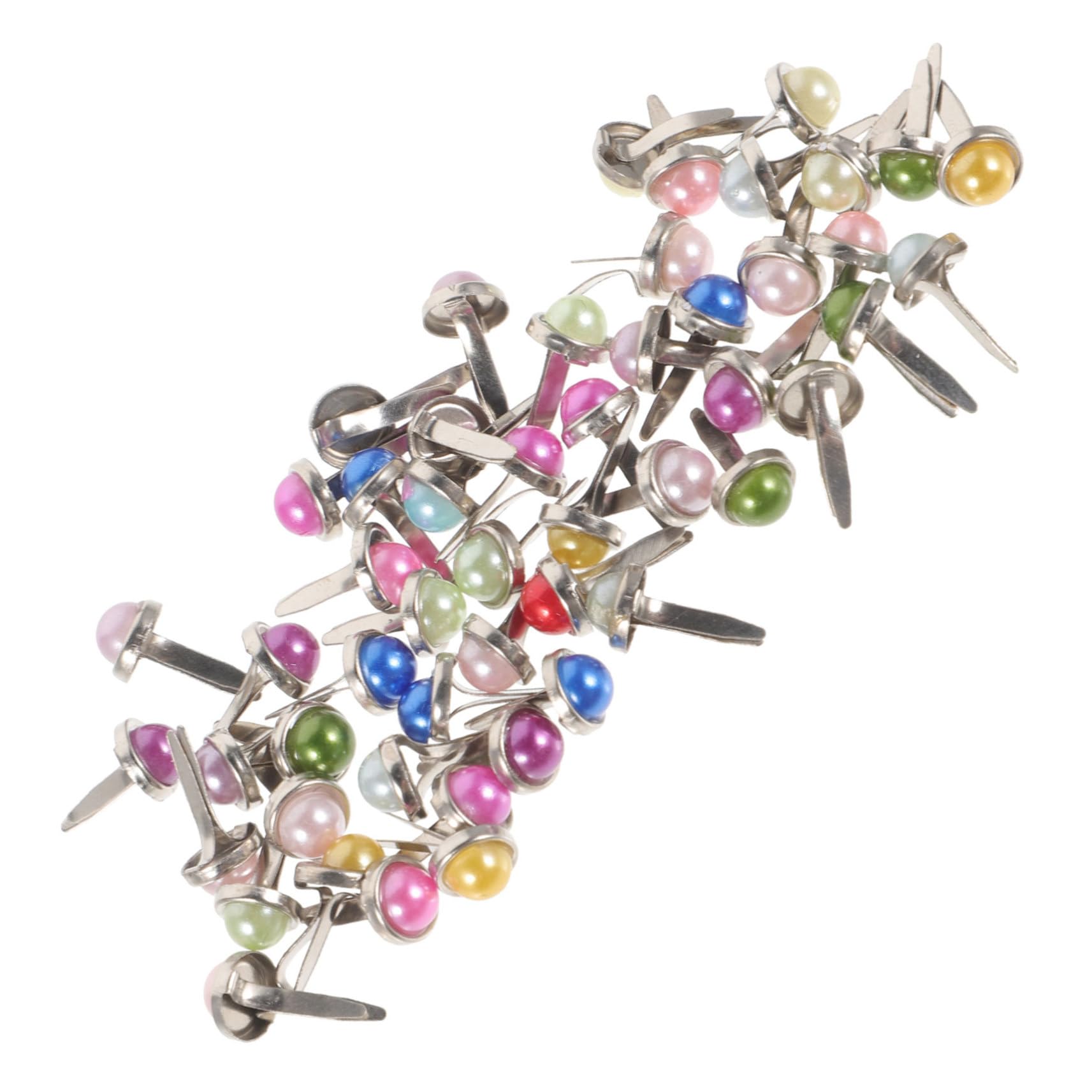 Gadpiparty 50pcs Metal Brads Embellishments Decorative Craft Brad Scrapbook Pink Paper Fastener Journal Scrapbooking Pins Small Pearls Pearl Brads Planner Use Mini Echo Making