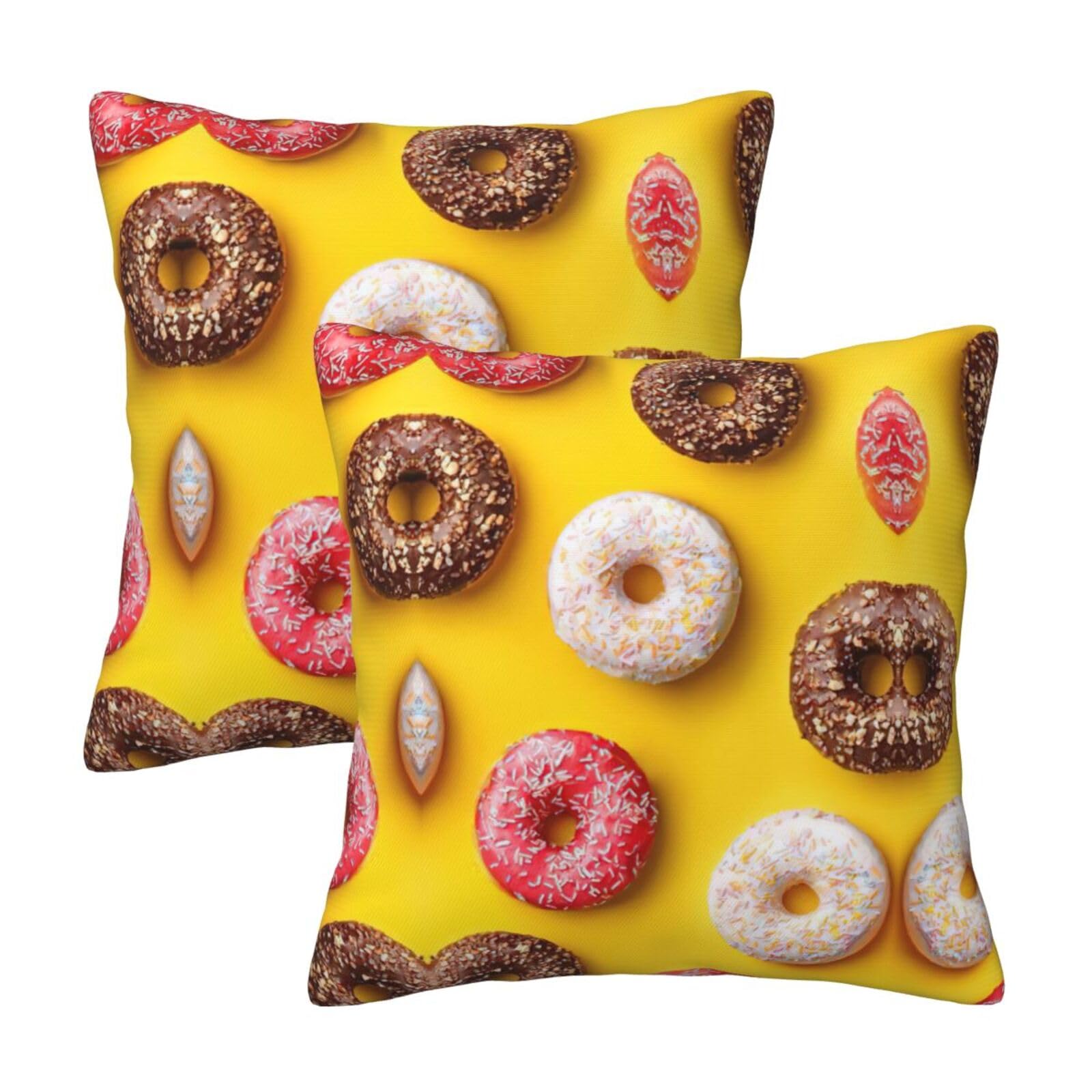 Kfjghhl Doughnut Throw Pillow Covers Decorative Farmhouse Couch Pillow Case 4 Sizes Square Cushion Pillcase