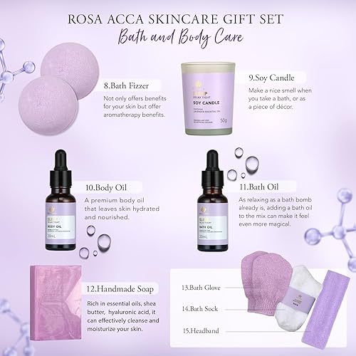 Miniatura 3 de Regalo del Día de la Madre para mamá, juego de regalo de 30 piezas de lavanda para el cuidado de la piel para mujeres, juego de regalo de baño