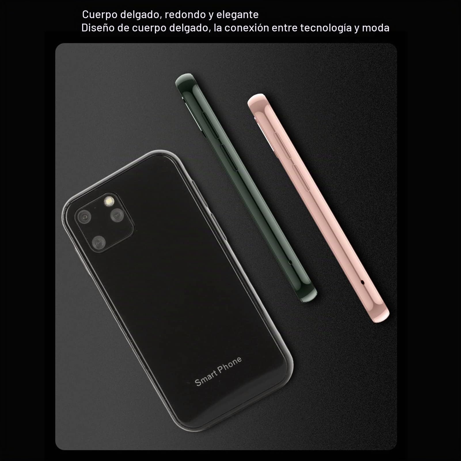 Mini Teléfono Móvil Xs11, Teléfono Pequeño de 2,5 Pulgadas Wifi Gps 1Gb 8Gb Quad Core para Android, Teléfono Móvil Desbloqueado para Estudiantes, Batería Integrada(Negro)