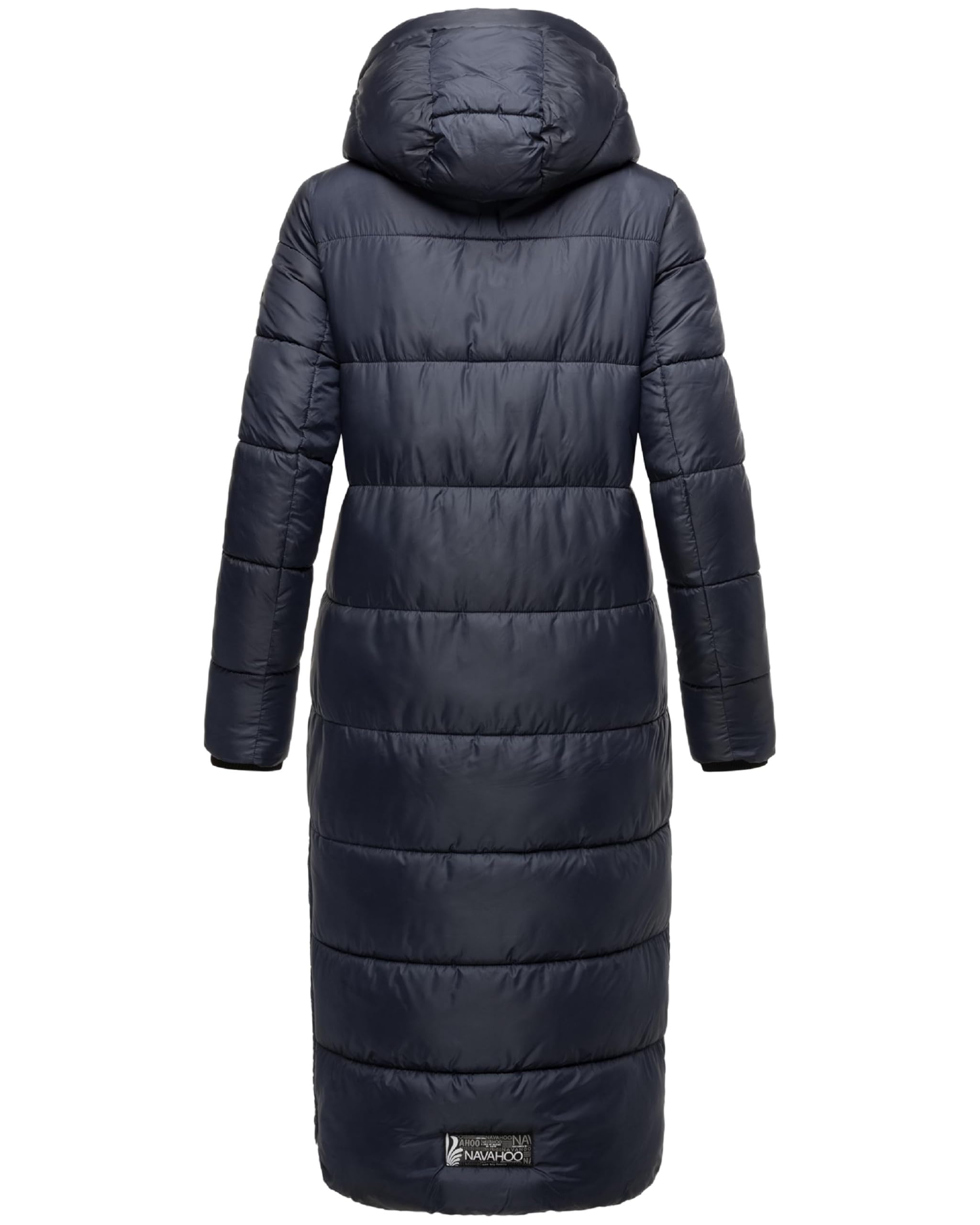 Navahoo Damski płaszcz zimowy, ciepły, pikowany, bardzo długi, z kapturem, waflowy XS-XXL