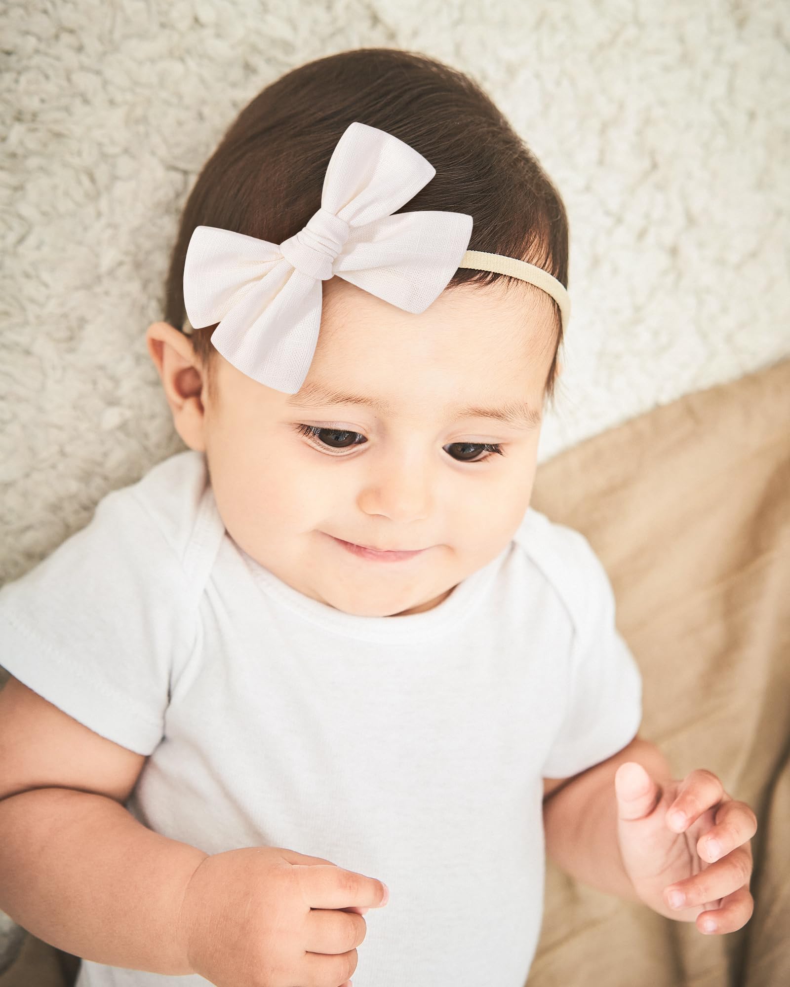 10pcs Bébé fille bandeau cheveux arc nylon Lin Hair Band accessoires de cheveux faits à la main pour nouveau - né bambin petite fille et enfant 3,5 pouces