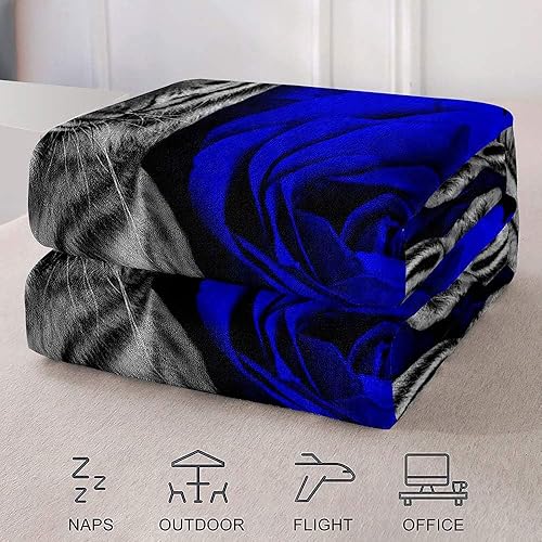 Miniatura 5 de LUVIVIHOME Manta individual de tigre blanco y negro, manta de franela de franela de felpa suave y mullida para cama, sofá, 60 x 80 pulgadas