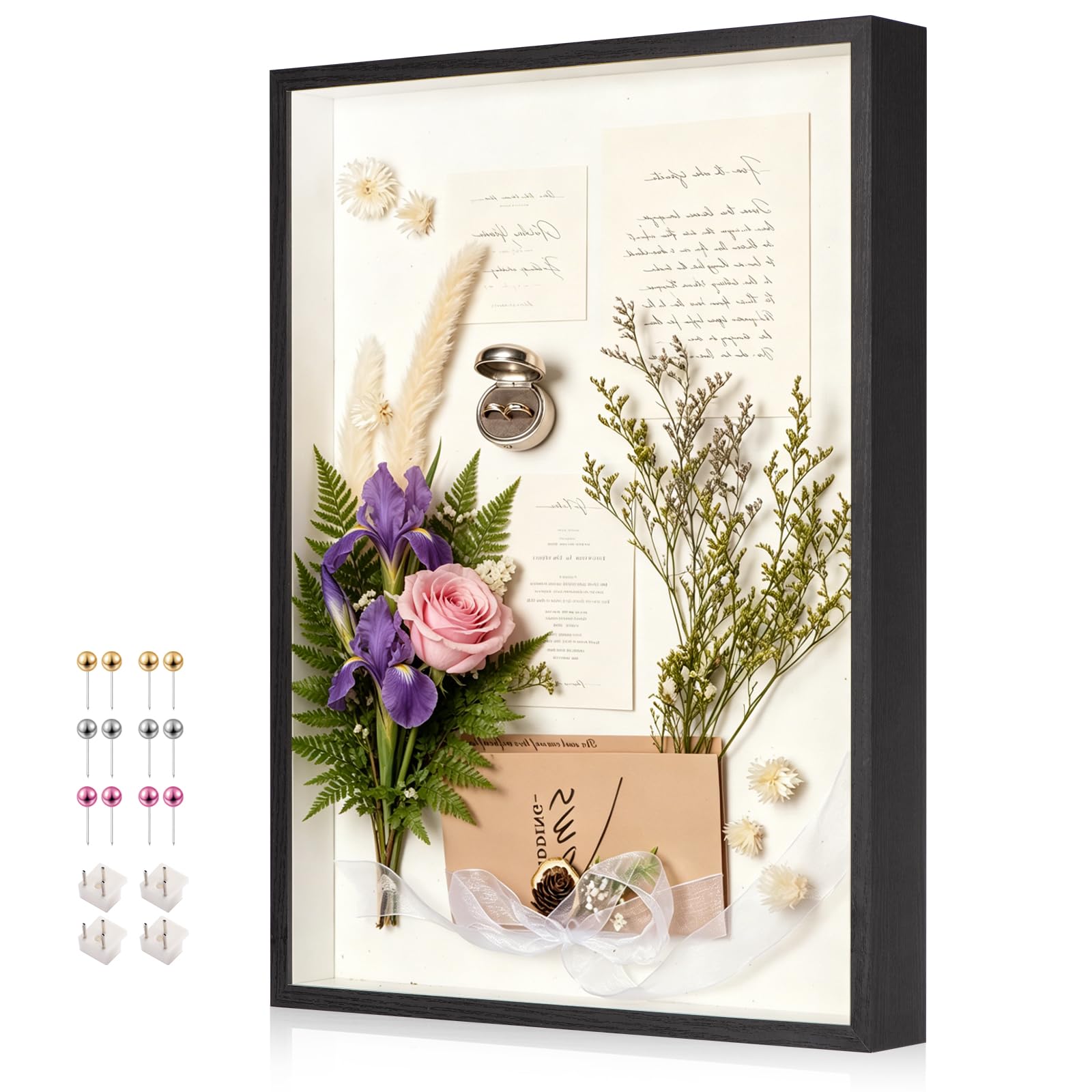 MGLIFEUL 16x24 Inch Large Shadow Box Frame Thickened Acrylic Panel & Pins