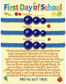 First Day of School Bracelet Mommy and Me Back to School Gifts Mom Son Daughter Bracelets for Dad and 2 Sons 3 Daughters Matching Gift Daddy and Me Bracelet Family Card Beads Ideas Jewelry Set for 2 3 4