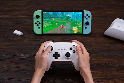 8BitDo Ultimate Bluetooth & 2.4g Controller with Charging Dock for Switch and Windows - White - 8