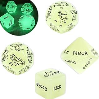 4 Pcs Glow in The Dark Couple Dice Set, Romantic Date Night Decision Dice for Couples Games, Funny Naughty Gifts for Adults, Stocking Stuffers for Boyfriend, Girlfriend, Husband, or Wife