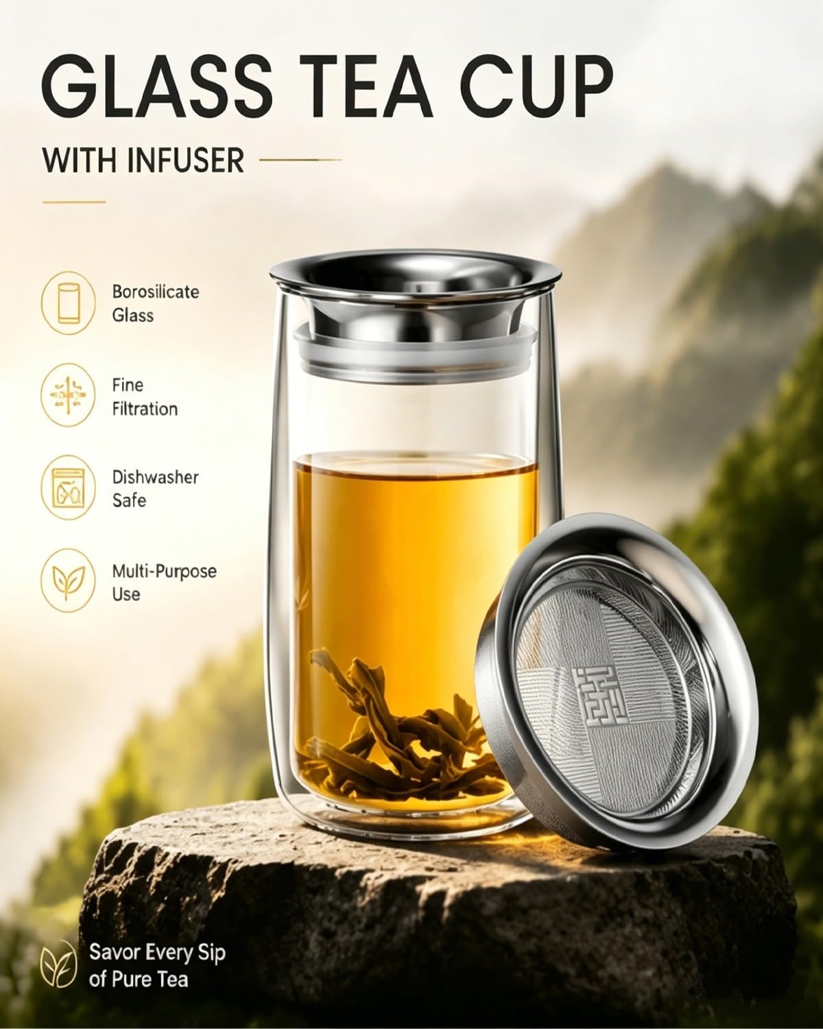 Taza Con Filtro Para Infusiones, Taza Con Tapa Para Infusiones, Para Té De Hojas Sueltas, Regalo Para Amantes Del Té (400 Ml/13,53 Onzas Líquidas)